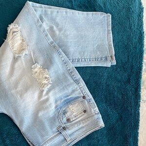 Light Blue Distressed Ankle Jeans